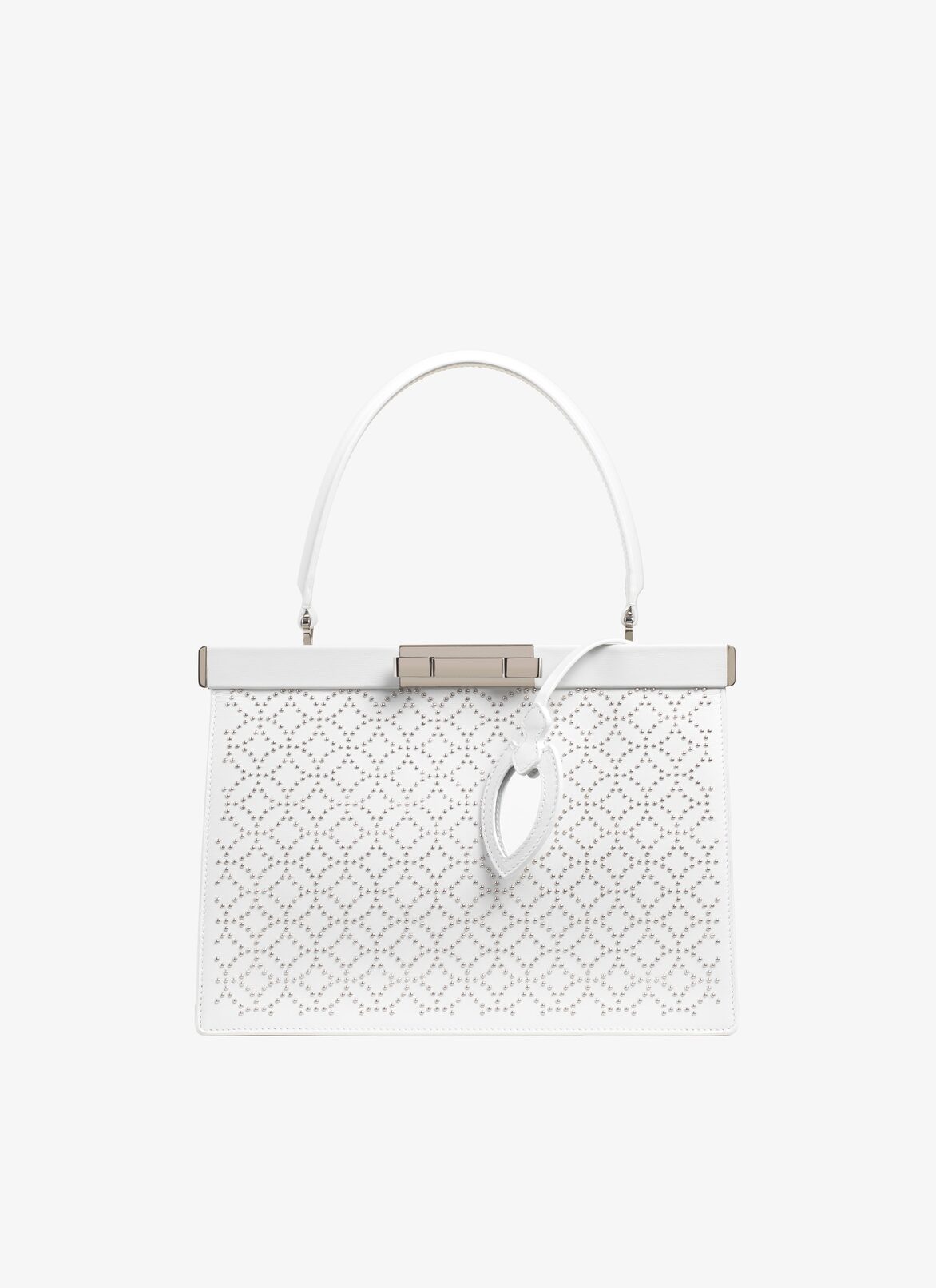 CECILE SMALL CUIR LUX CLOU ARABESQUE OPTICAL WHITE ALAÏA  CECILE SMALL CUIR LUX CLOU ARABESQUE OPTICAL WHITE BIANCO